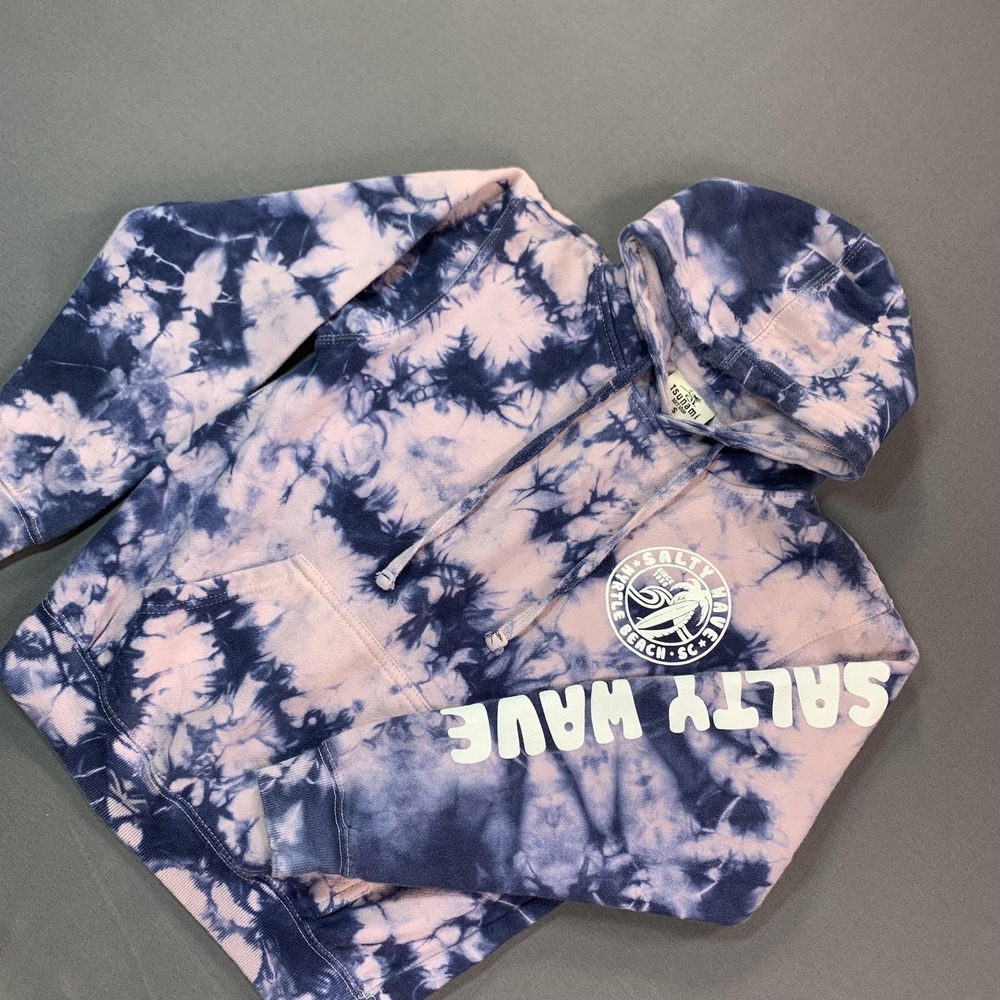 Tsunami Surf Shop Hoodie Womens‎ Small Tie Dye Salty Wave Myrtle Beach SC Fleece